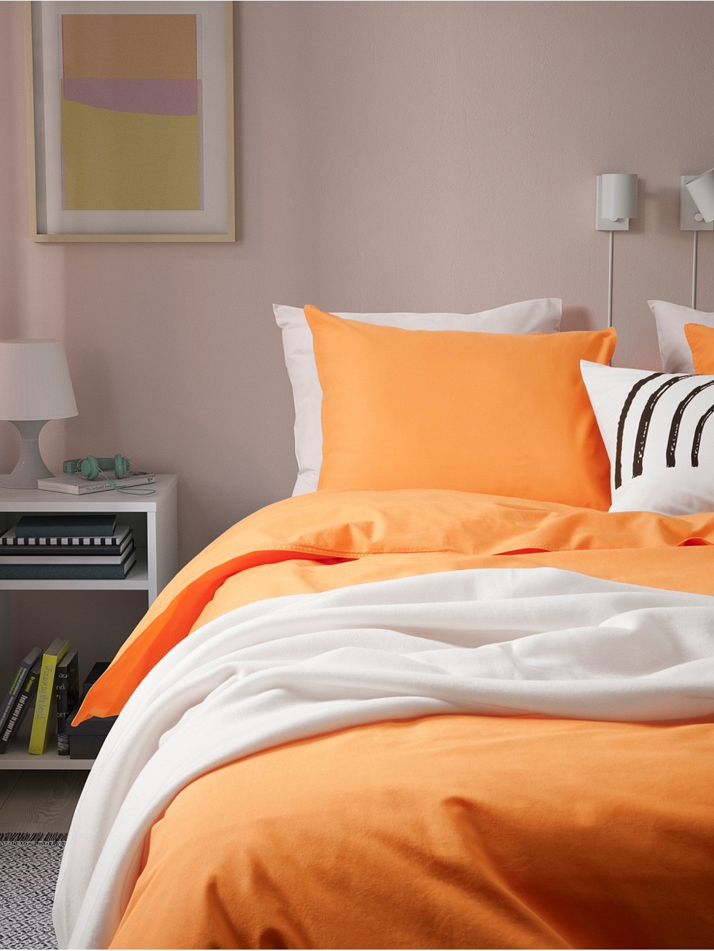 NEW IKEA ÄNGSLILJA Duvet
Cover and Pillowcase, Orange, King - Picture 3 of 9